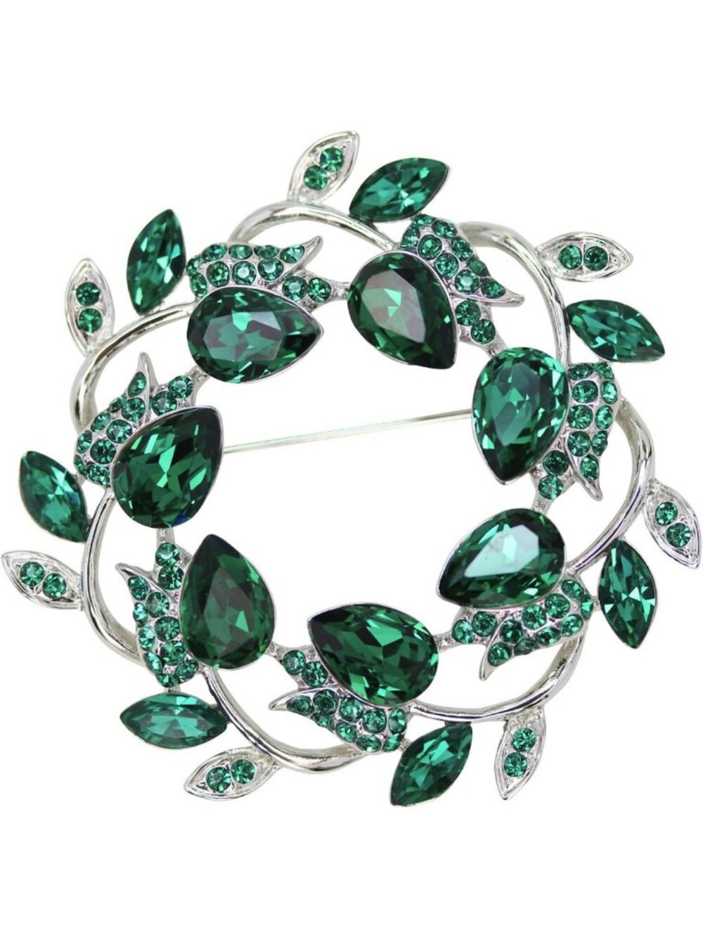 Stunning Rhinestone Floral Wreath Brooch Pin - Elegant Crystal Jewelry Accessory